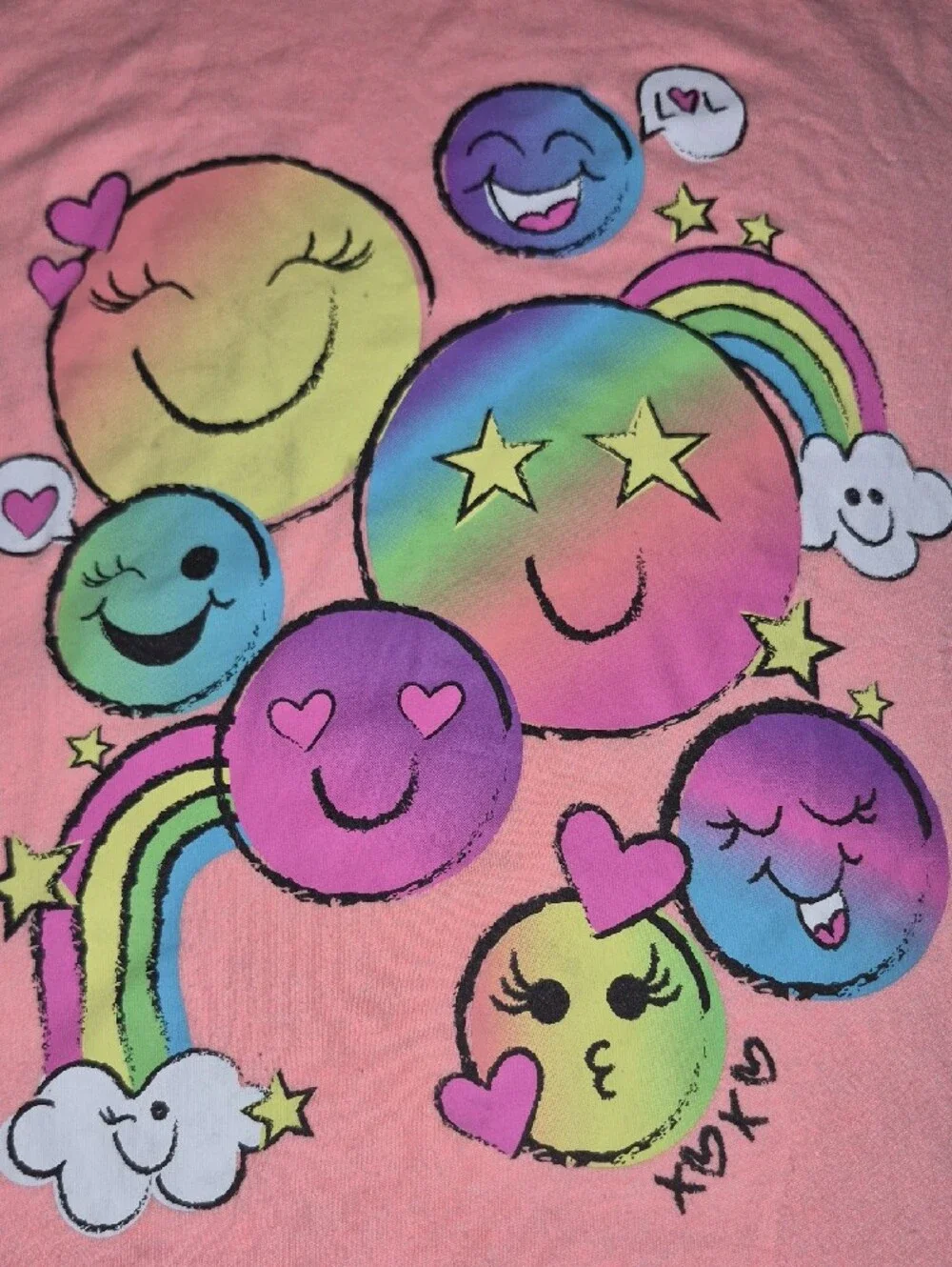 The Children's Place Pink Tee with Rainbow Smiley Faces